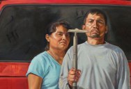 “The New American Gothic” by Criselda Vasquez (Oil on Canvas 72″ x 48″)