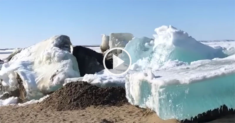 Surreal 'Ice Tsunami' Crashes Onto Shores of Dudinka, Russia