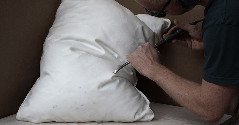 Marble Pillows Chiseled by Hakon Anton Fageras