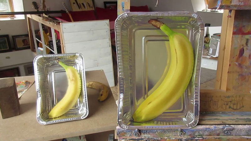hyperrealistic banana oil painting by rutger hiemstra 3 This Oil Painting on a Flat (but Not Rectangular) Panel is Bananas