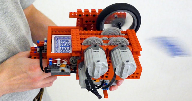 Guy Makes 20 MPH Lego Gun That Shoots 6 Playing Cards Per Second