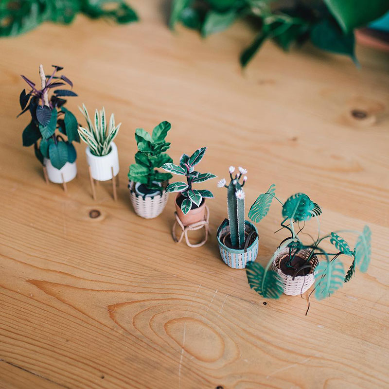 miniature paper potted plants by raya sader bujana 7 These Miniature Potted Plants Made from Paper are Just Adorable