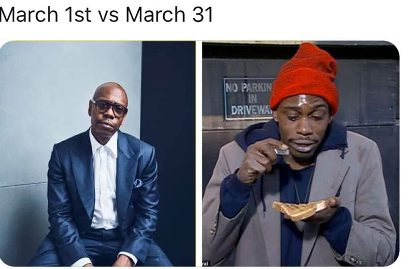 march 1 vs march 31 april 1 meme best of 8 These “March 1 vs April 1” Posts Perfectly Capture How Intense the Last Month Was
