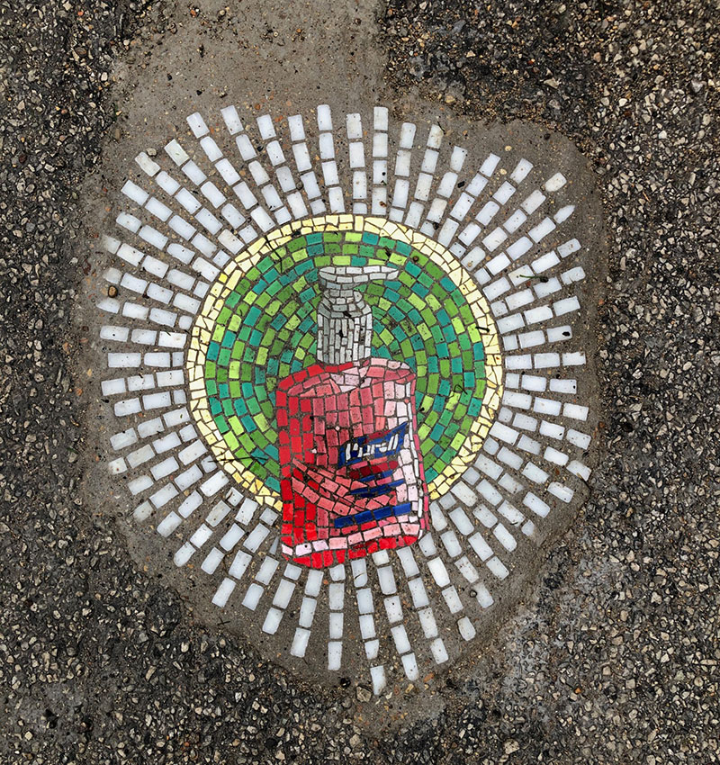 jim bachor repairs potholes with quarantine mosaics 7 Chicago Artist Repairs Four Big Potholes with Amazing Quarantine Mosaics