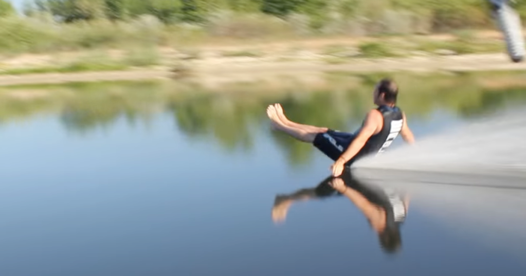 Barefoot Water Skier Makes Smoothest Exit of All Time