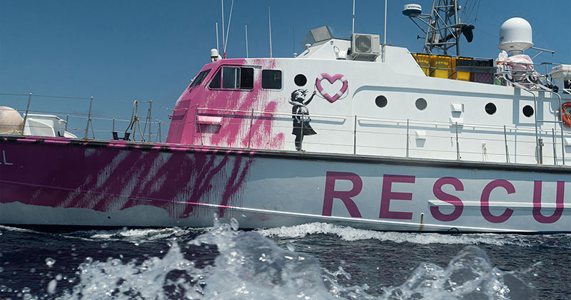 Banksy Uses Art Sales to Fund High Speed Lifeboat and Rescue Refugees Stranded at Sea