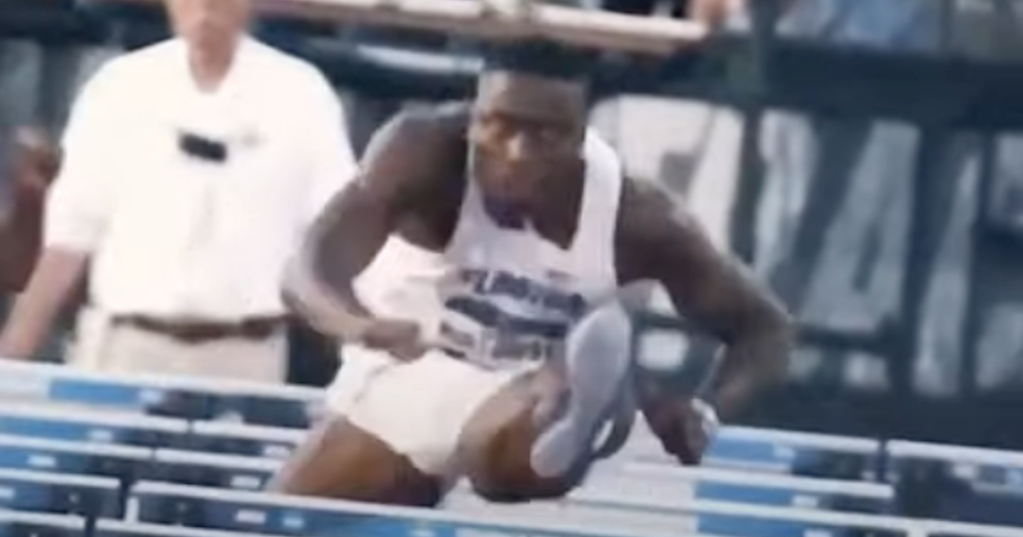 Someone Stabilized a World Champion Hurdler's Head as He Raced and It Looks Surreal
