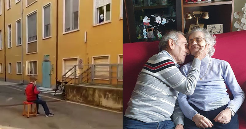 81-Year-Old Husband Unable to Visit Wife in Hospital Serenades Her from Courtyard