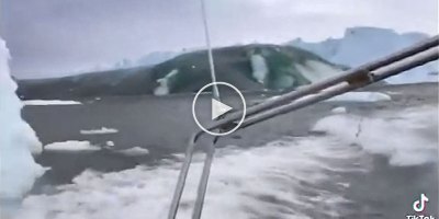 A Glacier Near Greenland Calved and Created an Insane Wave that Just Missed these Guys