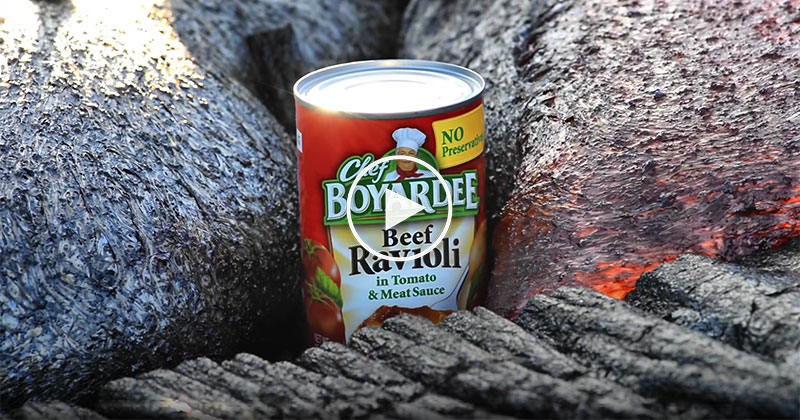 Just a Can of Ravioli Being Slowly Engulfed by Lava