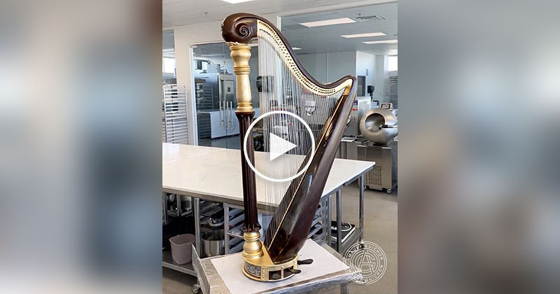 This 5 ft Chocolate Harp is Completely Edible, Even the 47 Strings are Made of Sugar