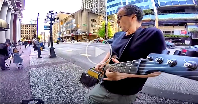 Adorable Girl Waiting for Bus, Dances Her Heart Out to Busker Playing ZZ Top