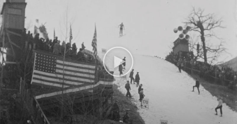 Amazing Footage Restored and Upscaled from a 1939 Ski Jumping Comp in New Hampshire
