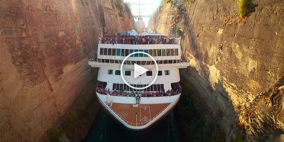 Drone Captures Cruise Ship Narrowly Passing Through the World's Deepest Canal