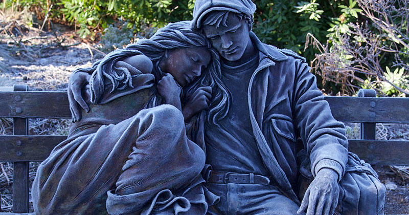 Early Morning Frost Gave this Statue Some Added Texture and Highlights