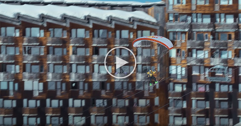 Yes, Skiing with a Parachute Through a Deserted Alpine Resort is as Crazy as it Sounds
