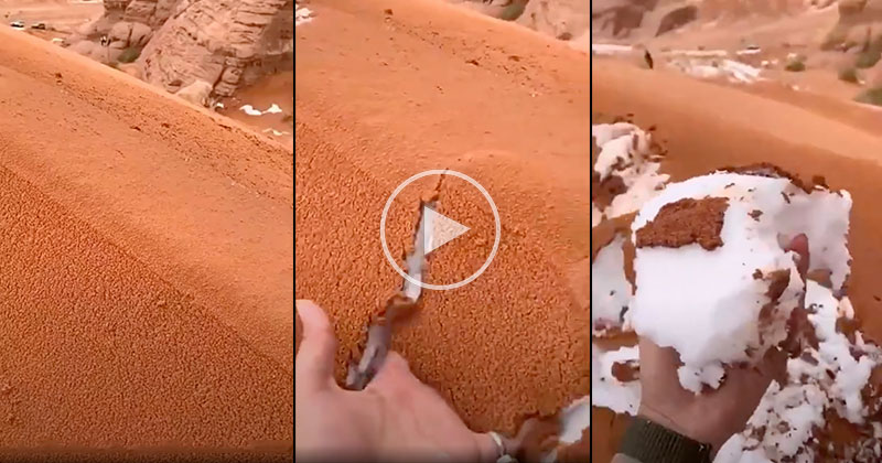 Snowstorm in Saudi Arabia Turns Desert Into Giant Ice Cream Cake