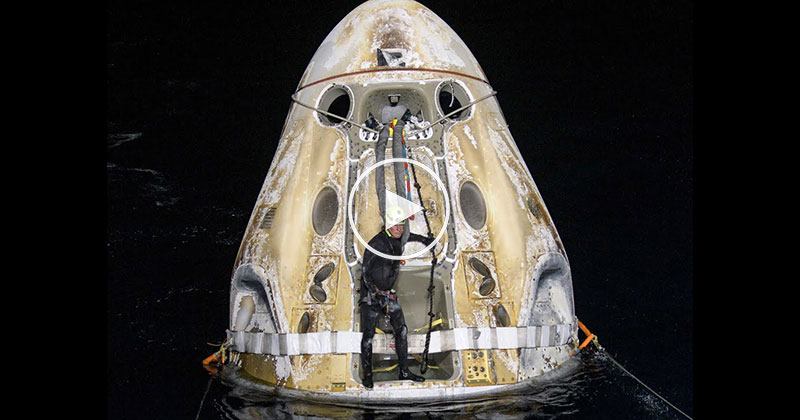 SpaceX Crew-1 Makes Rare Nighttime Splashdown After 6.5 Hour Journey from ISS