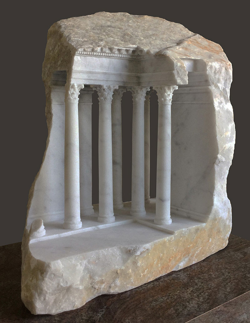 mini classical architecture carved into raw chunks of marble limestone matthew simmonds 10 Small Scale Classical Architecture Carved Into Chunks of Raw Marble and Limestone