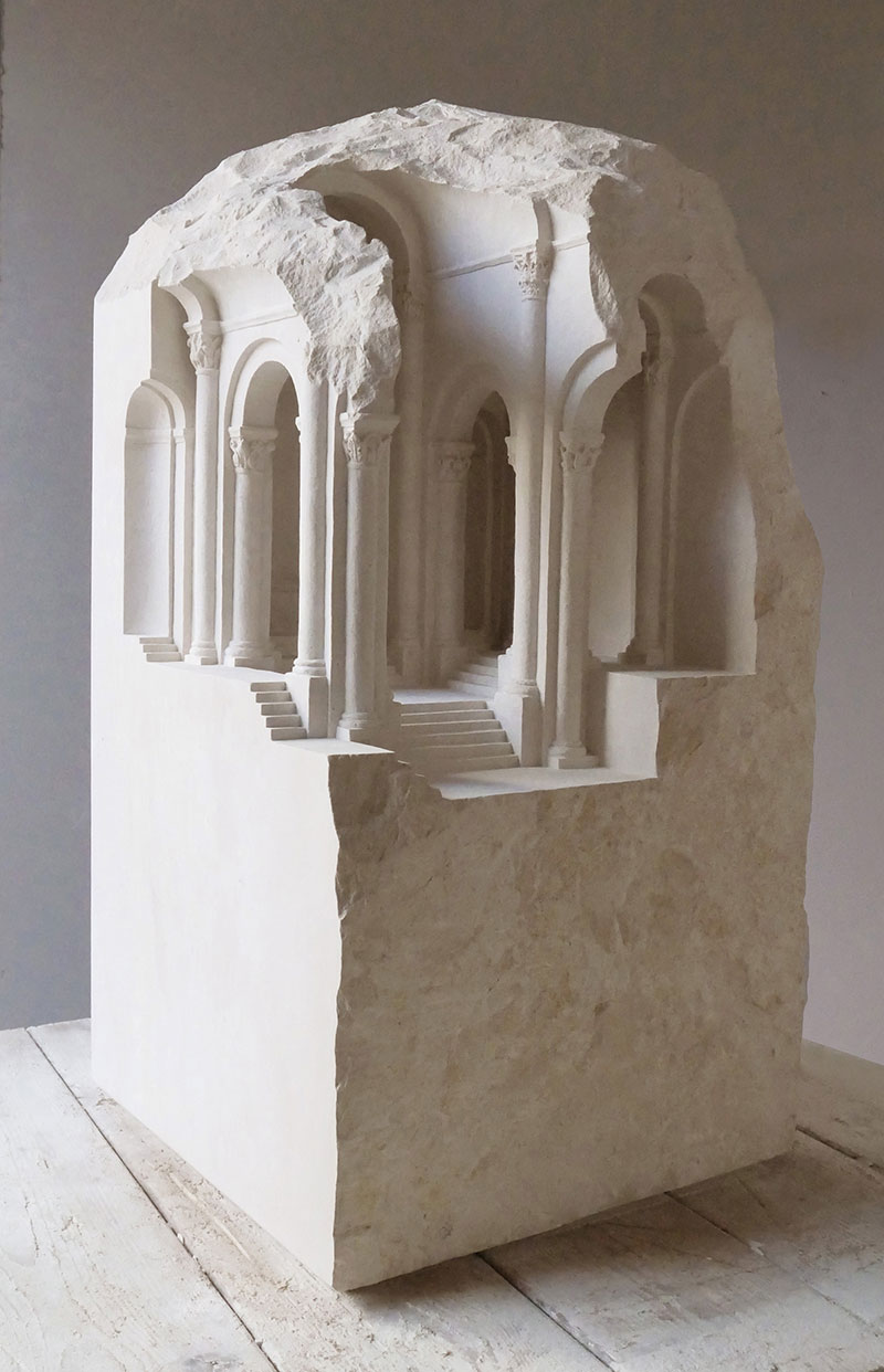 mini classical architecture carved into raw chunks of marble limestone matthew simmonds 11 Small Scale Classical Architecture Carved Into Chunks of Raw Marble and Limestone