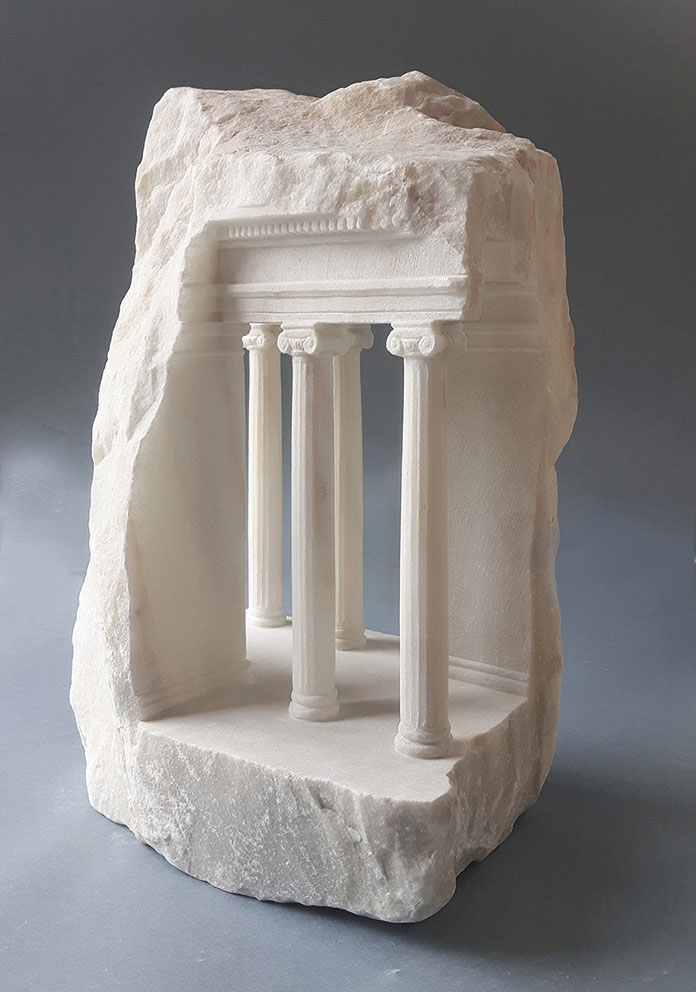 mini classical architecture carved into raw chunks of marble limestone matthew simmonds 13 Small Scale Classical Architecture Carved Into Chunks of Raw Marble and Limestone