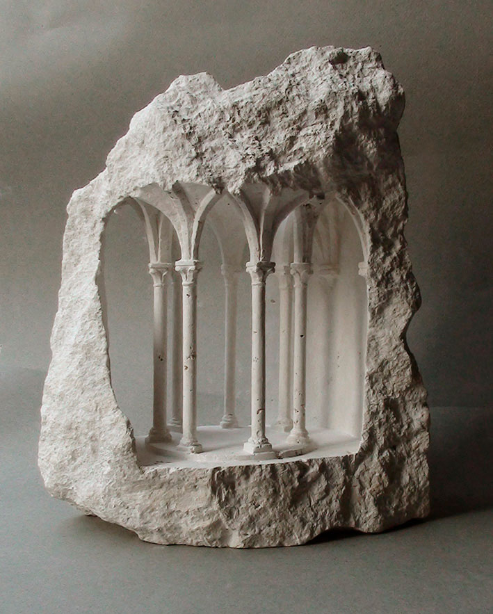 mini classical architecture carved into raw chunks of marble limestone matthew simmonds 5 Small Scale Classical Architecture Carved Into Chunks of Raw Marble and Limestone
