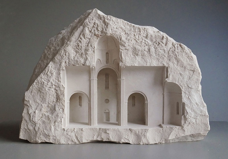 mini classical architecture carved into raw chunks of marble limestone matthew simmonds 6 Small Scale Classical Architecture Carved Into Chunks of Raw Marble and Limestone