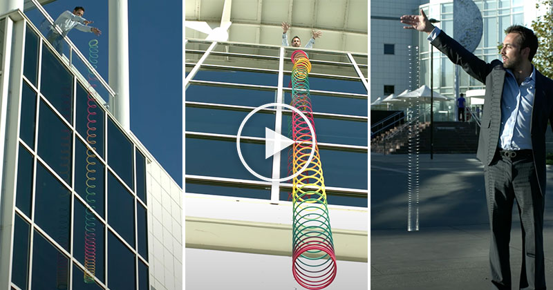 The Weird Way a Stretched Out Slinky Drops to the Ground