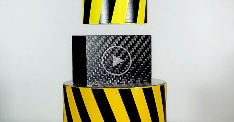 100-Ton Hydraulic Press vs Carbon Fiber, What Do You Think Happens?