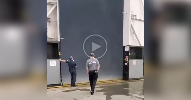 The Rain Storm Outside of this Factory Door in Alabama is Crazy