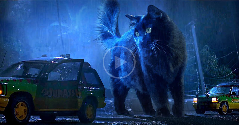 Someone Replaced the T-Rex in Jurassic Park with a Giant Cat and It’s Amazing