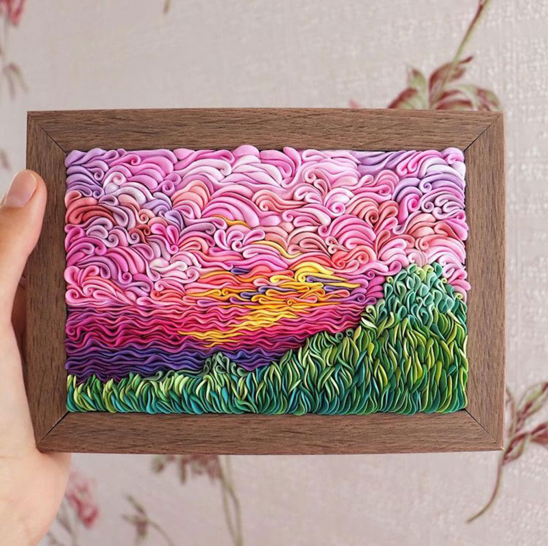 swirling landscapes made from air dry clay by alisa lariushkina 1 Amazing Swirling Landscapes Made From Air Dry Clay By Alisa Lariushkina