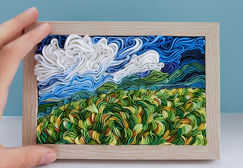 swirling landscapes made from air dry clay by alisa lariushkina 8 Amazing Swirling Landscapes Made From Air Dry Clay By Alisa Lariushkina