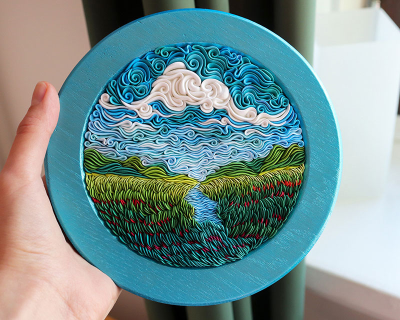 swirling landscapes made from air dry clay by alisa lariushkina 9 Amazing Swirling Landscapes Made From Air Dry Clay By Alisa Lariushkina