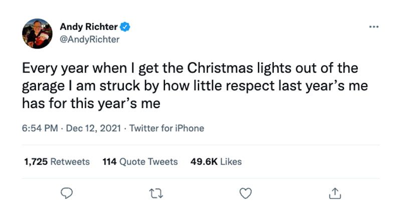 every year when i get the christmas lights tweet funny andy richter The Shirk Report – Volume 661