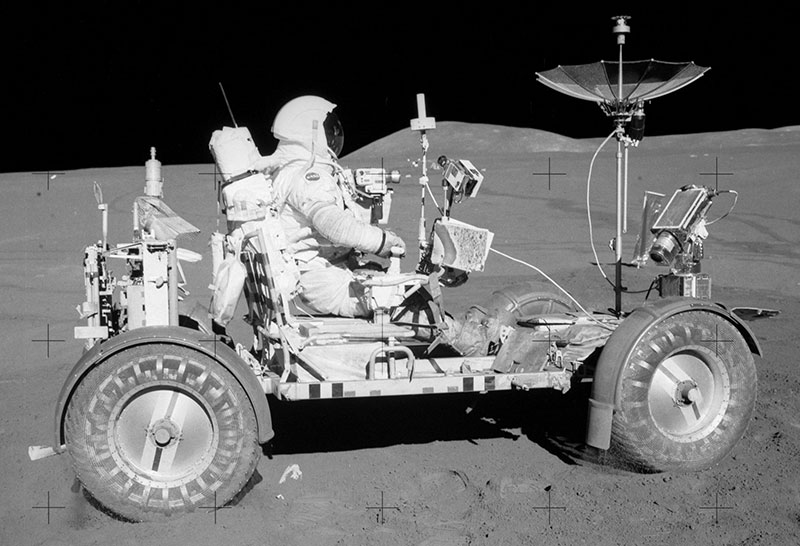 first driver on the moon lunar rover vehicle apollo 15 In 1971, the First Person Drove a Vehicle Somewhere Other than Earth