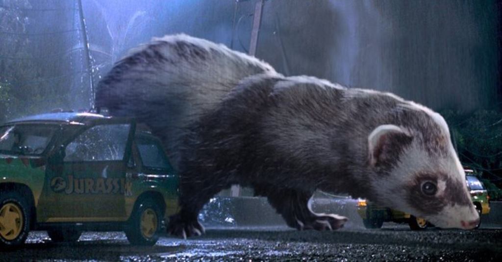 This Artist Edited Giant Ferrets Into the “Jurassic Park” Films