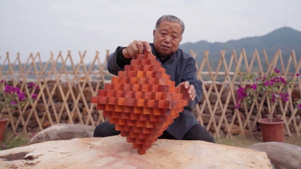Grandpa Uses 129 Wooden Blocks to Build Luban Lock