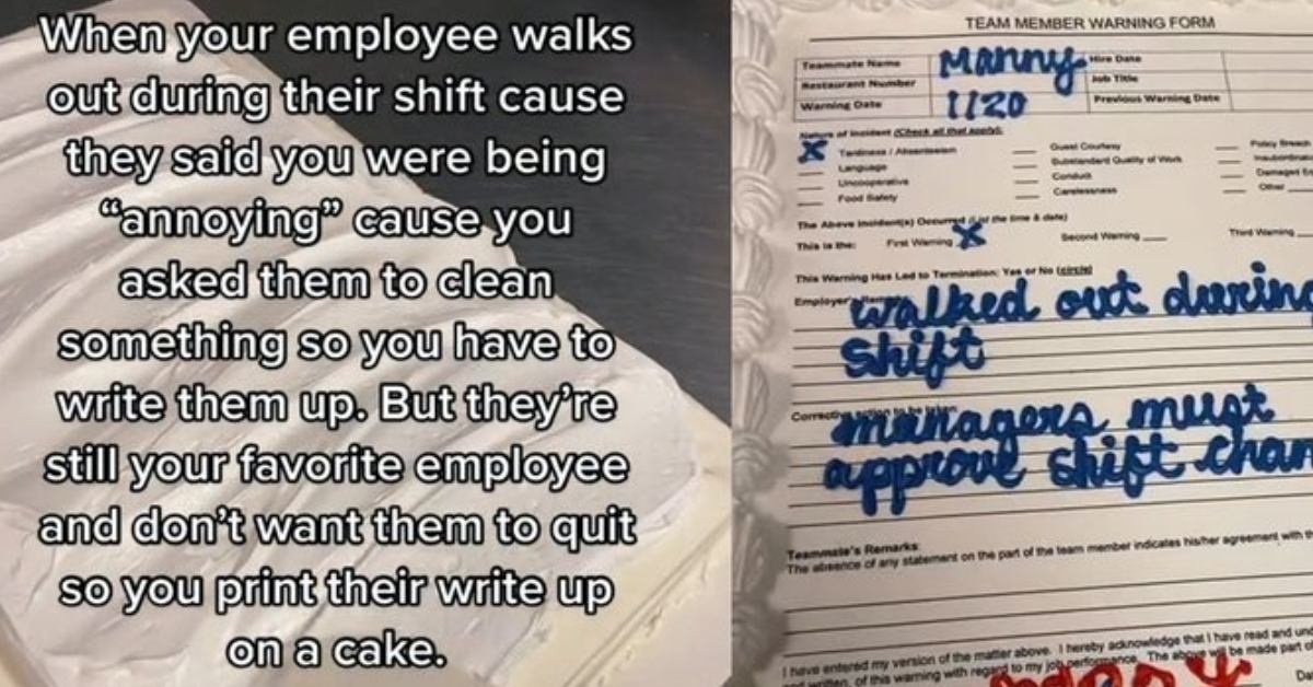 A Dairy Queen Manager Wrote up an Employee Who Walked Out Mid-Shift...and They Used a Cake to Do It