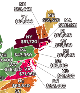 Screen Shot 2022 03 30 at 1.11.38 PM This Map Shows How Much Money You Have to Make to Afford a Home in Each State