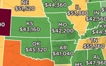 Screen Shot 2022 03 30 at 1.11.51 PM This Map Shows How Much Money You Have to Make to Afford a Home in Each State