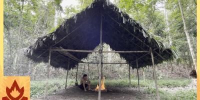 A Man Built a Thatched Roof Workshop Using Primitive Technology