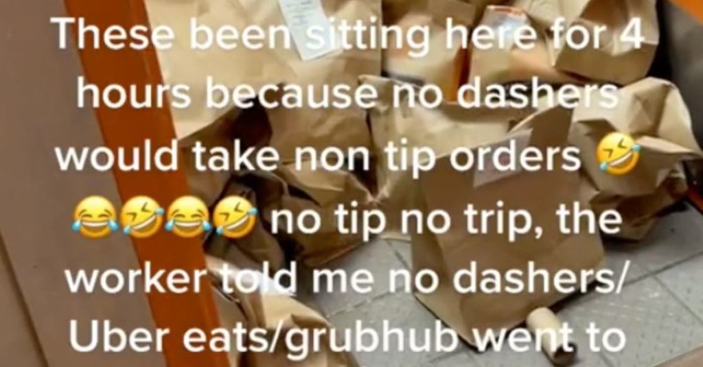Delivery Driver Showed a Stack of Undelivered DoorDash Orders From Customers Who Didn’t Tip