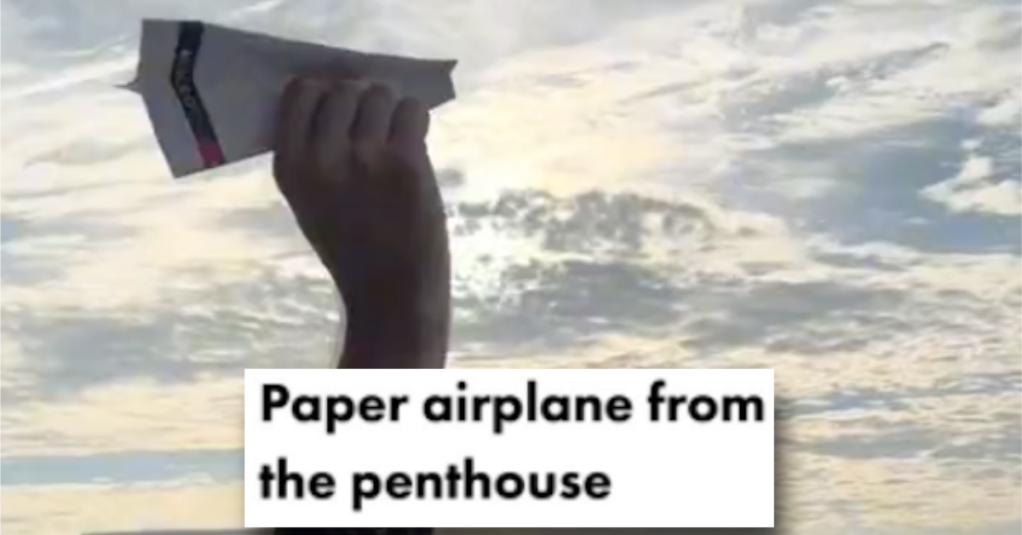 A Bird Chased a Paper Airplane Thrown From the 33rd Floor of a Building