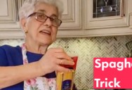Italian Grandmother Shows How to Open Spaghetti Package Without Scissors or a Knife