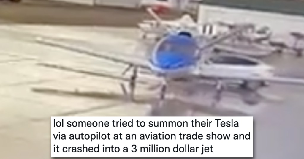 Tesla Owner Tried to Use Its Autopilot Function and Crashed It Into a $3.5 Million Jet