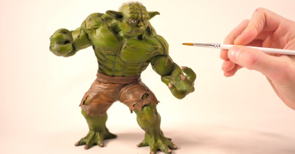 Clay Sculpture Mashup That Combines the Incredible Hulk With Yoda