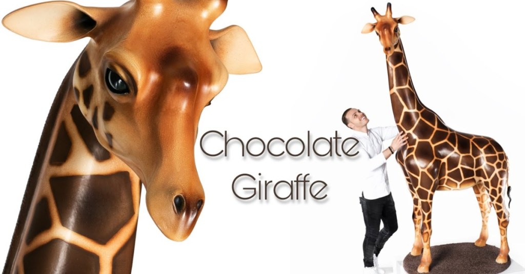 An 8-Foot Tall Giraffe Made Completely Out of Chocolate