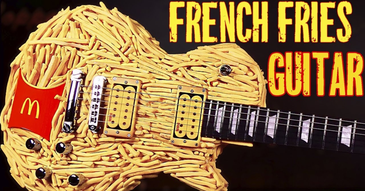 A Guitar Made Out of French Fries