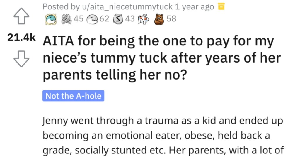 They Paid for Their Niece’s Tummy Tuck After Her Parents Said No. Was She Wrong?
